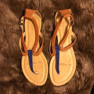 Blue & Tan Leather Sandal
